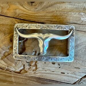 Tony Lama Silver Longhorn Buckle